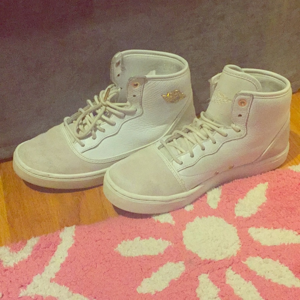 White beige and gold air Jordan “ jasmine “